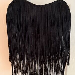 Sincerely Jules Black Fringe Top Small NWT
